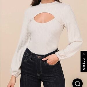 Ivory Cutout Long Sleeve Top